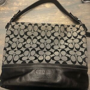 Coach Black and Gray Leatherware Shoulder Bag